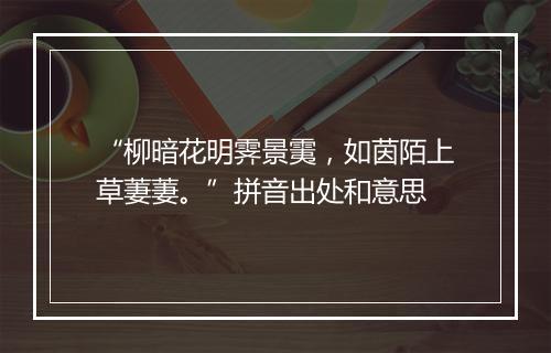 “柳暗花明霁景䨑，如茵陌上草萋萋。”拼音出处和意思