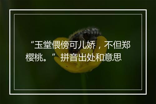 “玉堂偎傍可儿娇，不但郑樱桃。”拼音出处和意思