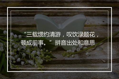 “三载惯约清游，叹饮渌题花，顿成前事。”拼音出处和意思