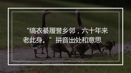 “缟衣綦履誉乡邻，六十年来老此身。”拼音出处和意思