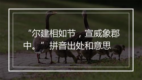 “尔建相如节，宣威象郡中。”拼音出处和意思