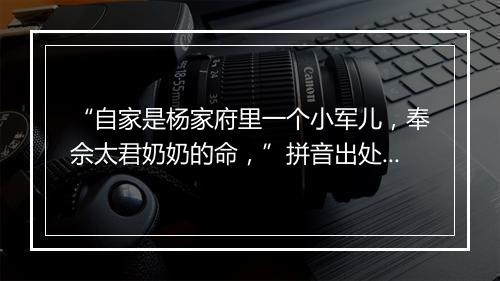 “自家是杨家府里一个小军儿，奉佘太君奶奶的命，”拼音出处和意思