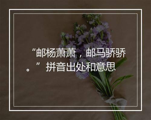 “邮杨萧萧，邮马骄骄。”拼音出处和意思