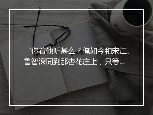 “你着他听甚么？俺如今和宋江、鲁智深同到那杏花庄上，只等那老王林道出一个是字儿，”拼音出处和意思