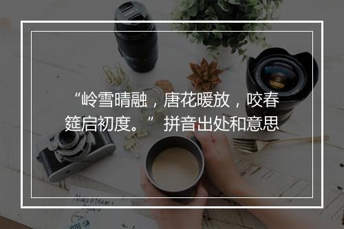 “岭雪晴融，唐花暖放，咬春筵启初度。”拼音出处和意思