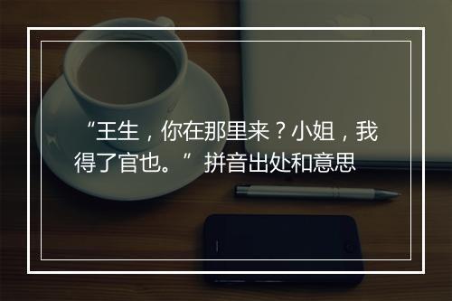 “王生，你在那里来？小姐，我得了官也。”拼音出处和意思