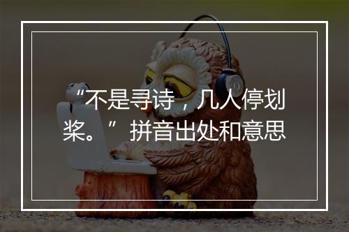 “不是寻诗，几人停划桨。”拼音出处和意思