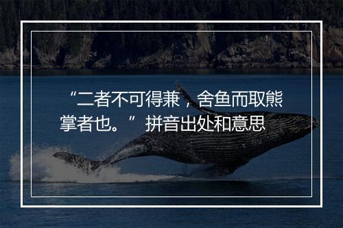 “二者不可得兼，舍鱼而取熊掌者也。”拼音出处和意思