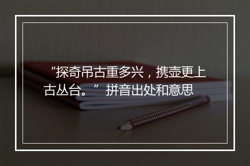 “探奇吊古重多兴，携壶更上古丛台。”拼音出处和意思