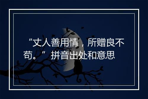 “丈人善用情，所赠良不苟。”拼音出处和意思