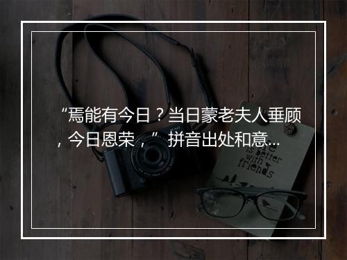 “焉能有今日？当日蒙老夫人垂顾，今日恩荣，”拼音出处和意思