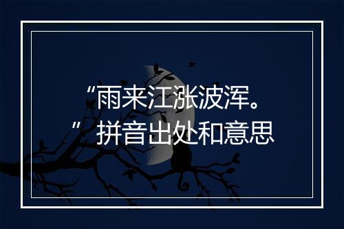 “雨来江涨波浑。”拼音出处和意思