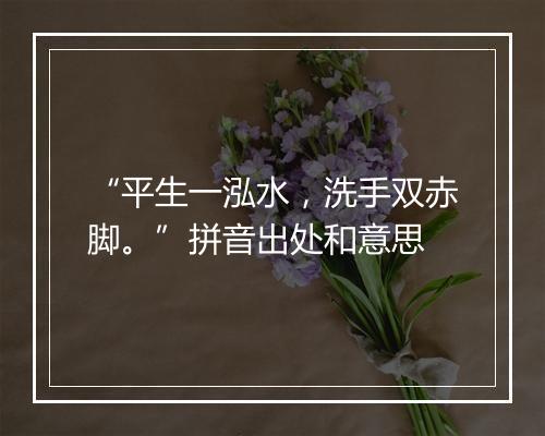 “平生一泓水，洗手双赤脚。”拼音出处和意思