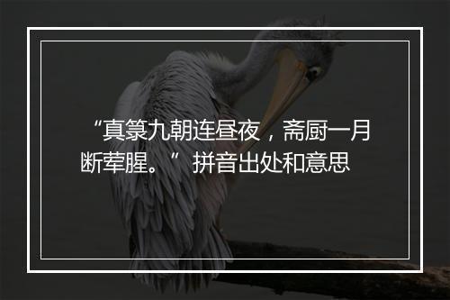 “真箓九朝连昼夜，斋厨一月断荤腥。”拼音出处和意思