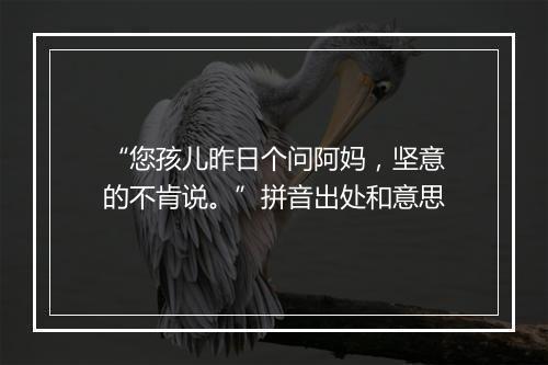 “您孩儿昨日个问阿妈，坚意的不肯说。”拼音出处和意思