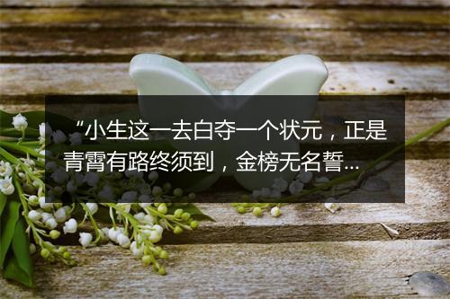 “小生这一去白夺一个状元，正是青霄有路终须到，金榜无名誓不归。”拼音出处和意思