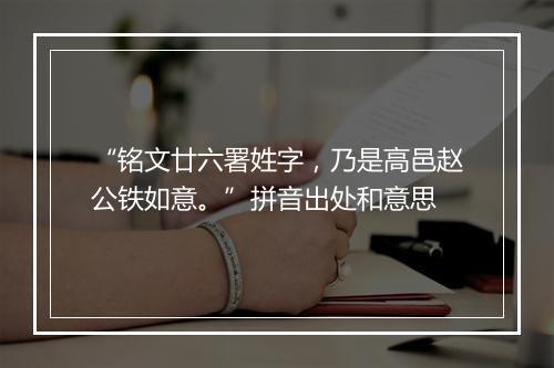 “铭文廿六署姓字，乃是高邑赵公铁如意。”拼音出处和意思