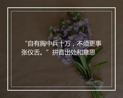 “自有胸中兵十万，不须更事张仪舌。”拼音出处和意思