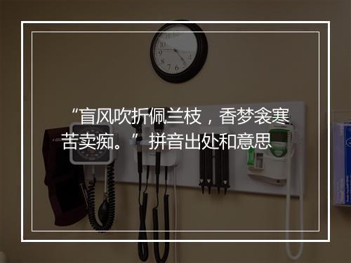 “盲风吹折佩兰枝，香梦衾寒苦卖痴。”拼音出处和意思