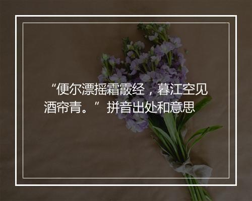 “便尔漂摇霜霰经，暮江空见酒帘青。”拼音出处和意思