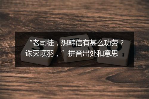 “老司徒，想韩信有甚么功劳？诛灭项羽，”拼音出处和意思