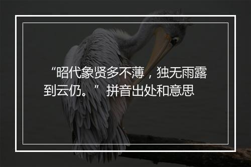 “昭代象贤多不薄，独无雨露到云仍。”拼音出处和意思