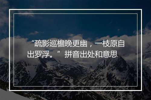 “疏影巡檐晚更幽，一枝原自出罗浮。”拼音出处和意思