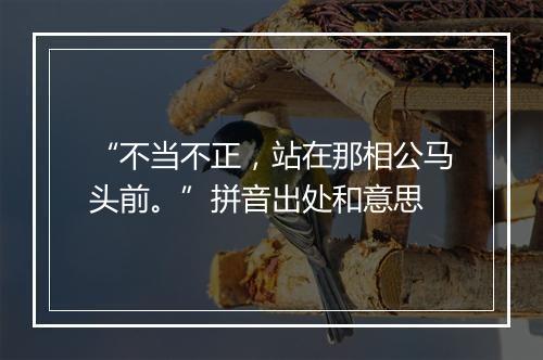 “不当不正，站在那相公马头前。”拼音出处和意思