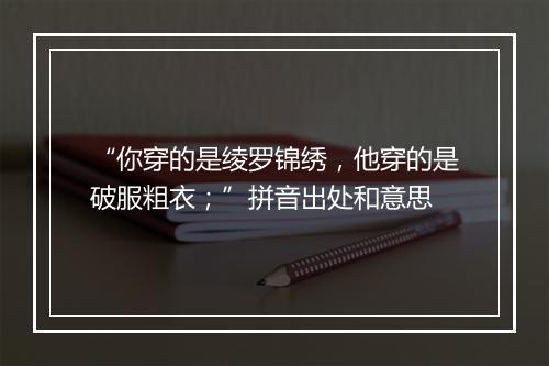 “你穿的是绫罗锦绣，他穿的是破服粗衣；”拼音出处和意思