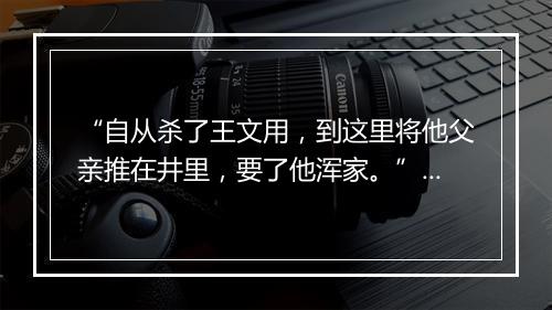 “自从杀了王文用，到这里将他父亲推在井里，要了他浑家。”拼音出处和意思