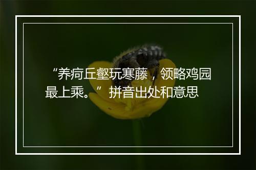 “养疴丘壑玩寒藤，领略鸡园最上乘。”拼音出处和意思