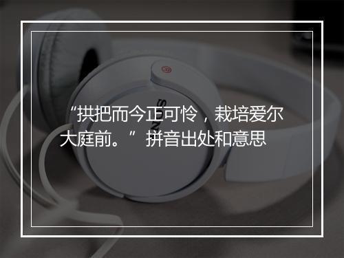 “拱把而今正可怜，栽培爱尔大庭前。”拼音出处和意思