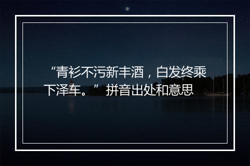 “青衫不污新丰酒，白发终乘下泽车。”拼音出处和意思