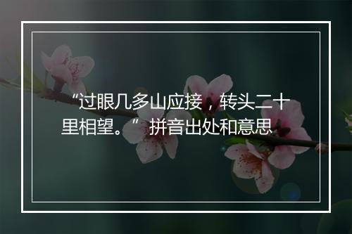 “过眼几多山应接，转头二十里相望。”拼音出处和意思