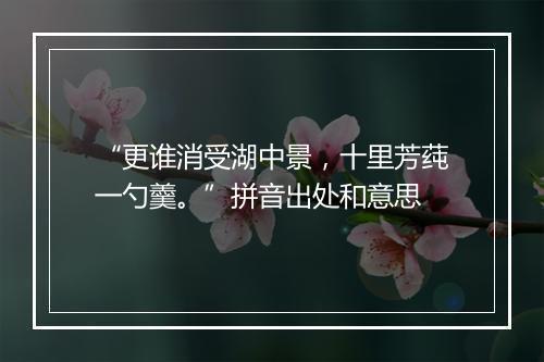 “更谁消受湖中景，十里芳莼一勺羹。”拼音出处和意思