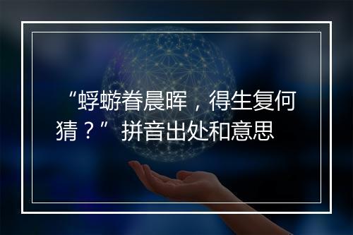 “蜉蝣眷晨晖，得生复何猜？”拼音出处和意思