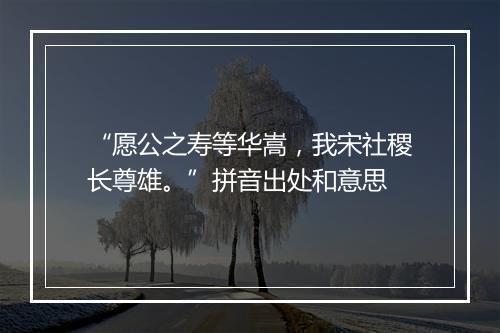 “愿公之寿等华嵩，我宋社稷长尊雄。”拼音出处和意思