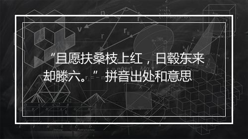 “且愿扶桑枝上红，日毂东来却滕六。”拼音出处和意思