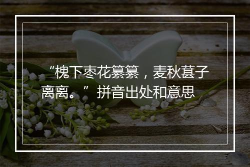 “槐下枣花纂纂，麦秋葚子离离。”拼音出处和意思