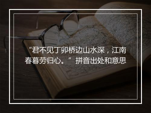 “君不见丁卯桥边山水深，江南春暮劳归心。”拼音出处和意思