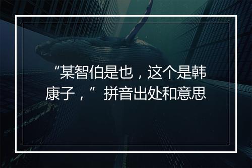 “某智伯是也，这个是韩康子，”拼音出处和意思