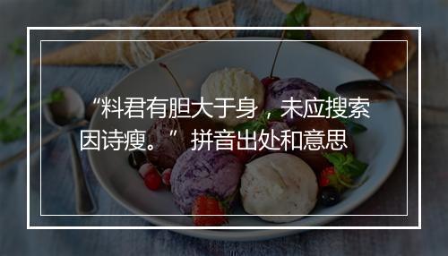 “料君有胆大于身，未应搜索因诗瘦。”拼音出处和意思