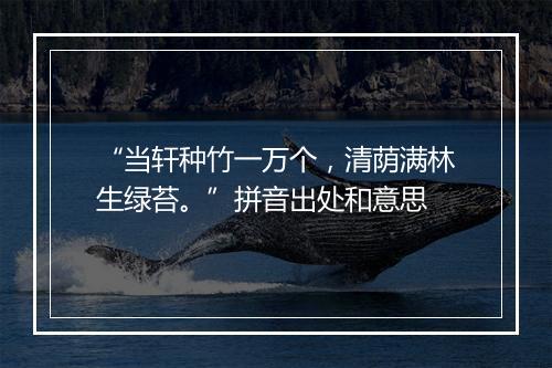 “当轩种竹一万个，清荫满林生绿苔。”拼音出处和意思