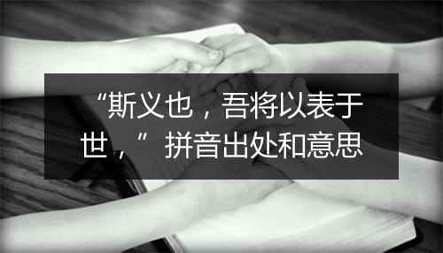 “斯义也，吾将以表于世，”拼音出处和意思