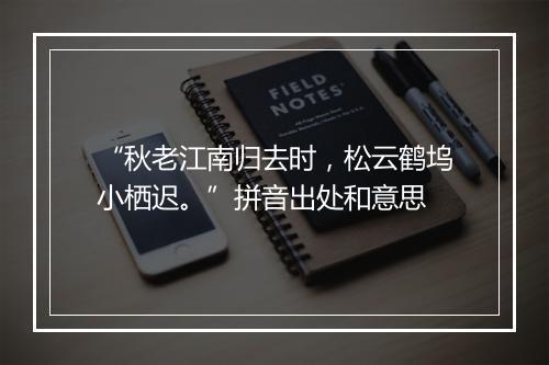 “秋老江南归去时，松云鹤坞小栖迟。”拼音出处和意思