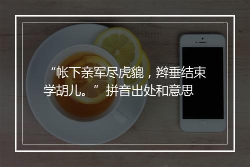 “帐下亲军尽虎貔，辫垂结束学胡儿。”拼音出处和意思