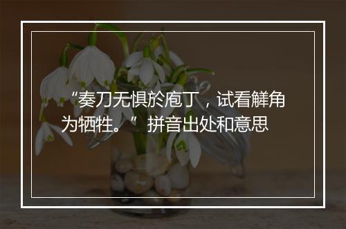 “奏刀无惧於庖丁，试看觲角为牺牲。”拼音出处和意思