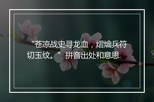 “苍凉战史寻龙血，熠爚兵符切玉纹。”拼音出处和意思