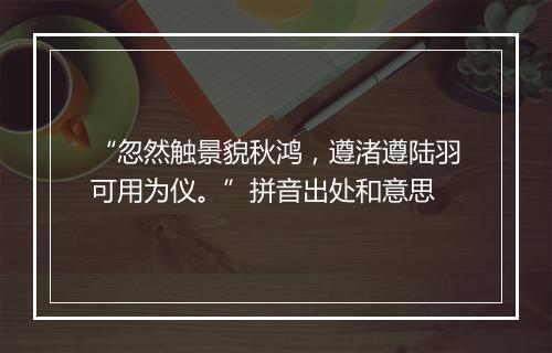 “忽然触景貌秋鸿，遵渚遵陆羽可用为仪。”拼音出处和意思