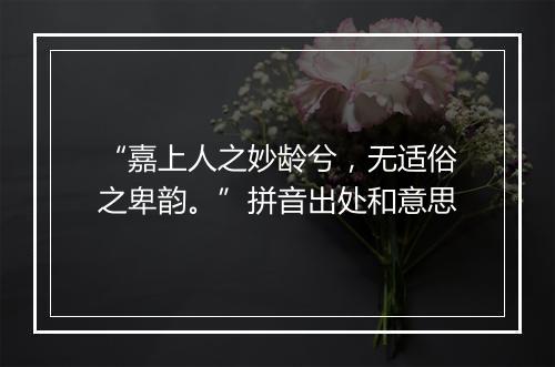 “嘉上人之妙龄兮，无适俗之卑韵。”拼音出处和意思